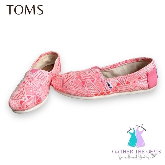 TOMS Women’s Classic Pink Neon Tribal Alpargatas - Picture 1 of 7